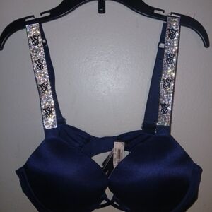Victoria's Secret Midnight Blue Bra with Rhinestone Straps